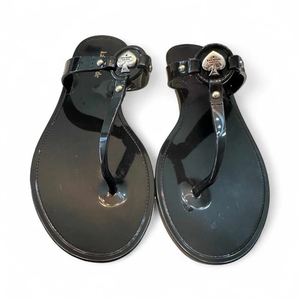 Kate Spade Glossy Black Thong Sandals